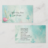 Carte de visite turquoise et rose (Devant / Derrière)