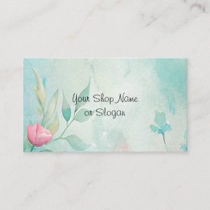 Carte de visite turquoise et rose
