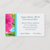Carte De Visite Turquoise et rose Tropical Floral Appel initial/ (Dos)