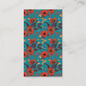 Carte De Visite Turquoise et rouge Floral Pattern Café local Resta (Dos)