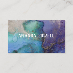 Carte De Visite turquoise et violette jolie aquarelle artistique
