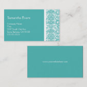 Carte de visite Turquoise et White Damask (Devant / Derrière)