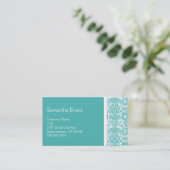 Carte de visite Turquoise et White Damask (Debout devant)