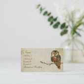 Carte de visite turquoise/étiquettes de hibou (Debout devant)