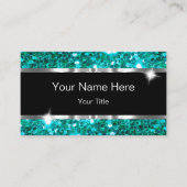 Carte de visite Turquoise Faux Glittery Classé Et  (Devant)
