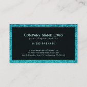 Carte De Visite Turquoise Faux Suede Cuir Design Floral (Dos)