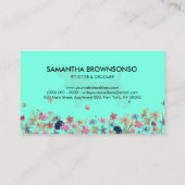 Carte De Visite Turquoise Floral Dachshund Chien assis (Dos)