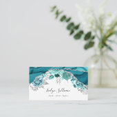 carte de visite turquoise floral turquoise (Debout devant)