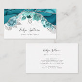 carte de visite turquoise floral turquoise (Devant / Derrière)