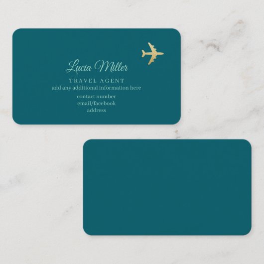 Carte de visite Turquoise foncé pour un agent de v (Devant / Derrière)
