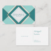 Carte De Visite Turquoise géométrique moderne et or (Devant / Derrière)
