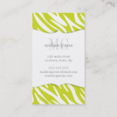 Carte De Visite Turquoise Girly élégante de chaux de zèbre (Dos)