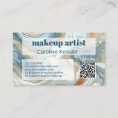 Carte De Visite Turquoise Gold Grey Marbre blanc bleu Motif (Dos)