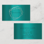 Carte De Visite Turquoise Gold Poligonal Frame géométrique (Devant / Derrière)