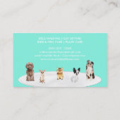 Carte De Visite Turquoise Green Dog Behaviorist Hotel Boarding Tax (Dos)