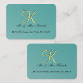 Carte De Visite Turquoise Green Fun Fun Mariage (Devant / Derrière)