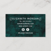 Carte De Visite Turquoise Green Script Marbre Agate Gold Foil Part (Dos)
