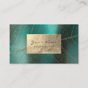 Carte De Visite Turquoise Green Sepia Gold Foil Botanique Delicate