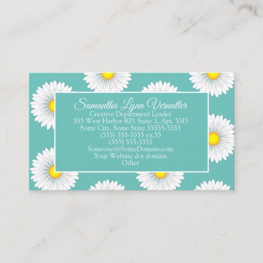 Carte De Visite Turquoise Joli Petit Marguerite (Devant)