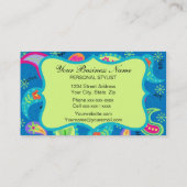 Carte De Visite Turquoise Lime Green Moderne Paisley Monogramme (Dos)