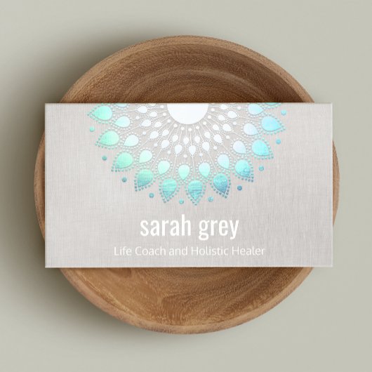 Carte De Visite Turquoise Lotus Floral Mandala Healing Arts