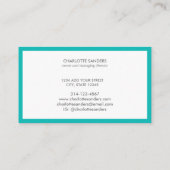 Carte De Visite Turquoise luxe minimum chic typographie moderne (Dos)