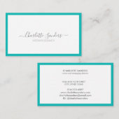 Carte De Visite Turquoise luxe minimum chic typographie moderne (Devant / Derrière)