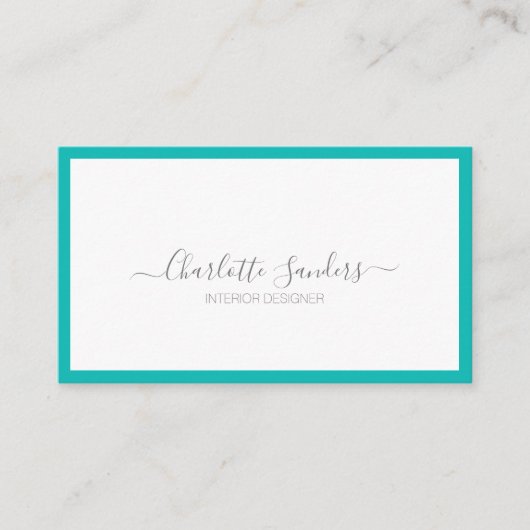 Carte De Visite Turquoise luxe minimum chic typographie moderne (Devant)