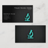 Carte De Visite Turquoise ; Microscope bleu vert (Devant / Derrière)