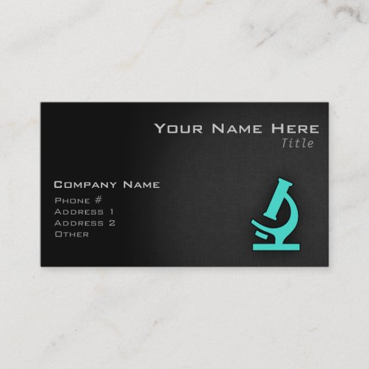 Carte De Visite Turquoise ; Microscope bleu vert (Devant)
