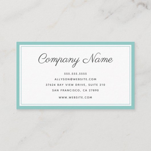 Carte De Visite Turquoise minimal moderne (Dos)
