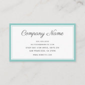 Carte De Visite Turquoise Minimaliste Moderne (Dos)