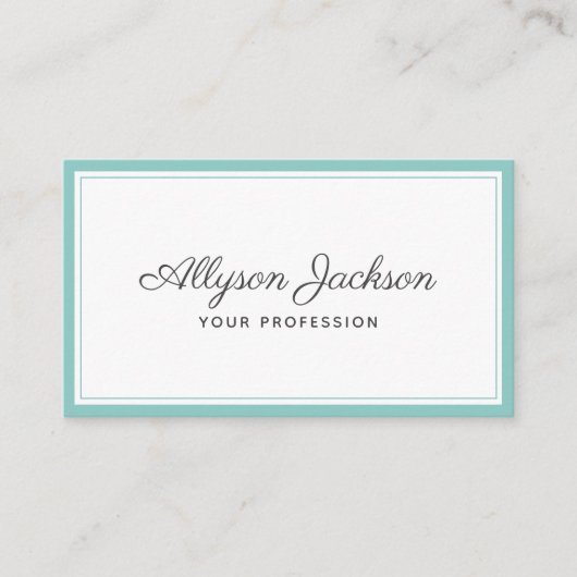 Carte De Visite Turquoise Minimaliste Moderne (Devant)