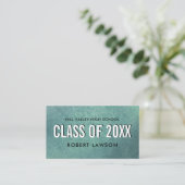Carte De Visite Turquoise Modern Class Graduation Nom Social Icône (Debout devant)