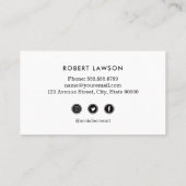 Carte De Visite Turquoise Modern Class Graduation Nom Social Icône (Dos)