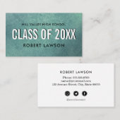 Carte De Visite Turquoise Modern Class Graduation Nom Social Icône (Devant / Derrière)