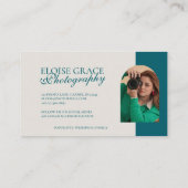 Carte De Visite Turquoise Modern Photo Photographer (Dos)