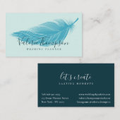 Carte De Visite Turquoise moderne aqua bleu chic élégant boho plum (Devant / Derrière)