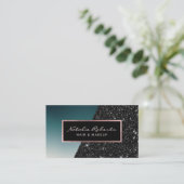 Carte De Visite Turquoise moderne Black Parties scintillant Beauon (Debout devant)