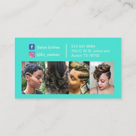 Carte De Visite Turquoise moderne de coiffeur fait sur commande (Dos)