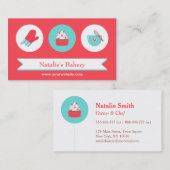 Carte De Visite Turquoise moderne élégante de rouge de café de (Devant / Derrière)