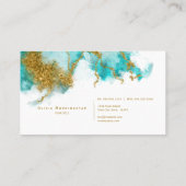 Carte De Visite Turquoise Moderne et Pépite d'Or (Dos)