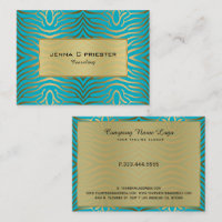 Turquoise moderne & Gold Zebra Stripes Motif