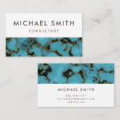 Carte De Visite Turquoise moderne professionnelle en pierre or (Devant / Derrière)