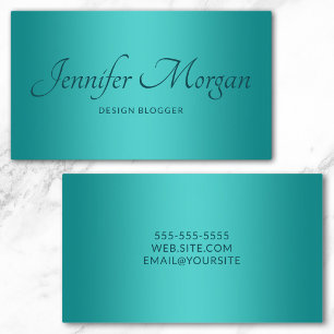 Carte De Visite Turquoise Moyen Turquoise Élégant Ombre