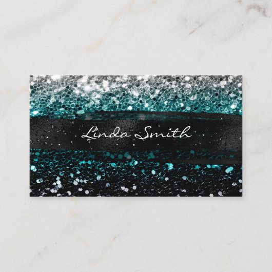 Carte De Visite Turquoise Multi Confetti Parties scintillant Pince (Devant)
