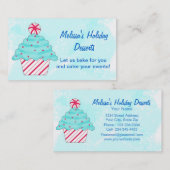 Carte De Visite Turquoise, Peppermenthe Chrismas Cupcake Baking (Devant / Derrière)