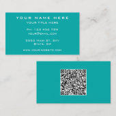 Carte de visite Turquoise personnalisé avec code Q (Devant / Derrière)