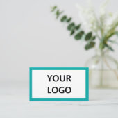 Carte de visite Turquoise personnalisé avec logo (Debout devant)