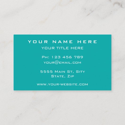 Carte de visite Turquoise personnalisé avec logo (Dos)